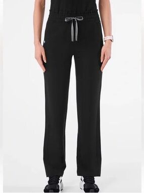 Figs Davia High Waisted Straight Leg Pants - Black